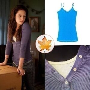 Sparkle • Waffle Knit Cami Tank Top Blue S ASO Bella Swan Alt